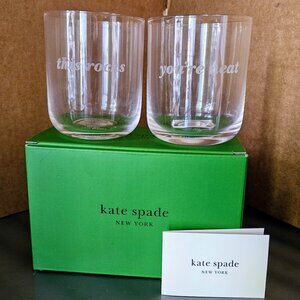 Kate Spade NY / Lenox "This Rocks" & "You're Neat" DOF Glasses, Set/2 NEW in Box